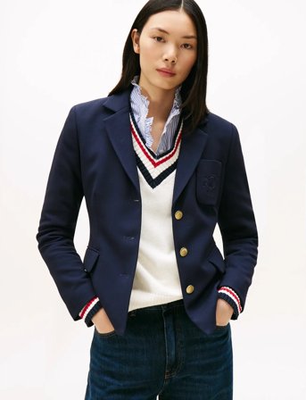 Tommy Hilfiger Punto Tonal Crest Slim Blazer - Navy - 36