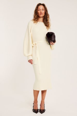 Kappahl | Ribbestrikket kjole | Offwhite