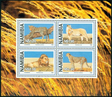 Nambia 1998 miniark vilde katte