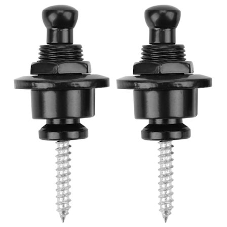 Guitar Strap Låse Knapper Ende Anti-Drop Anti-Slip Jernbelægning til Elektrisk Bas Ukulele (Sort)