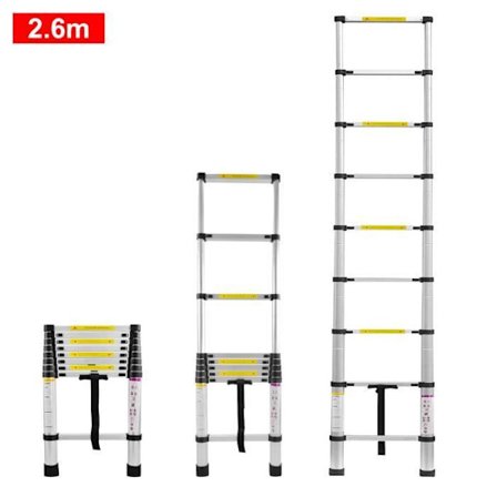 Teleskopisk Stege - UISEBRT - 2,6M - Aluminium - Max Belastning 150KG - Halkfri