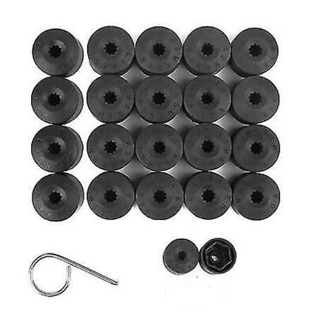 20 stk. Hjulmutter Bolt Cap Deksel Med Fjerningsverktøy Svart