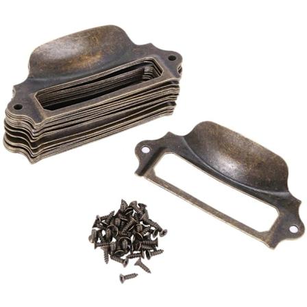 20 stk Antikke Bokshåndtak Retro Etikett Trekk Rammehåndtak Navnekort Holder Knott for Skap Skuff Dør Møbel Hardware
