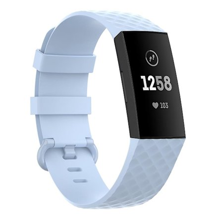 Ljusblå Ljusblå 18mm Silverfärgat Spänne TPU Armbandsur Klockarmband kompatibelt med Fitbit Charge 4 / Charge 3 / Charge 3 Se, Storlek: S