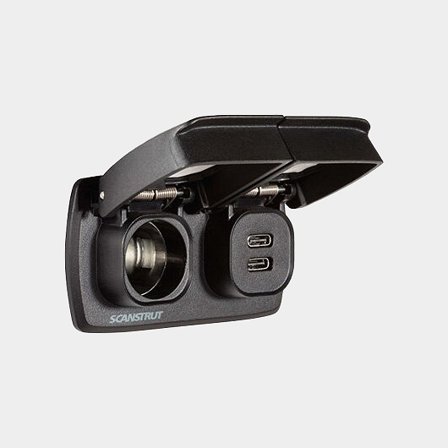 USB-pistorasia + savukkeensytytinliitin Scanstrut Flip Pro Multi, Upotettu, Musta, 12 V / 24 V, USB-C + USB-C, kannella