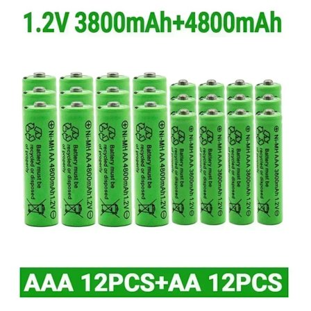 1,2V AA 4800mAh genopladelige NI-MH-batterier+1,2 V AAA 3800 MAh genopladeligt batteri NI-MH-batteri