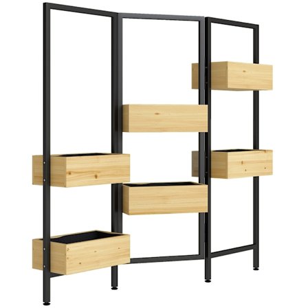 Sammenklappelig plantekasseopdeler – 6 trækasser, stålramme