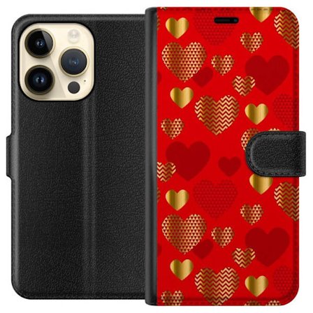 Yhteensopiva Lompakkokotelo Apple Apple iPhone 14 Pro GoldenHearts