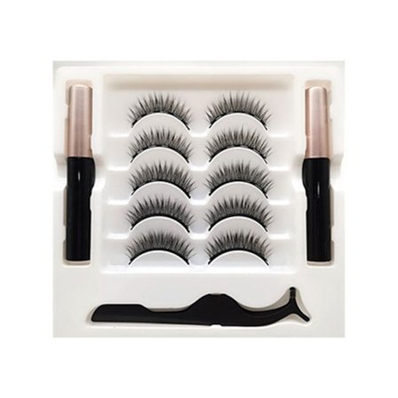 Magnetiska ögonfransar och eyeliner Kit 5 par naturligt utseende lösögonfransar med magnetisk eyeliner pincett Lätt att applicera