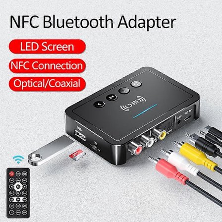 NFC Bluetooth Modtager Sender 5.0 Stereo 3.5mm AUX Jack RCA Optisk Trådløs Audio Adapter Mikrofon Fjernbetjening Til TV