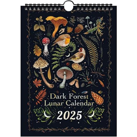 2025 Månedskalender 12 Sider Mørk Skov Tema 21x28cm Vægplanlægger Organizer