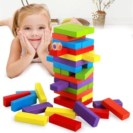 Lewo Klassiska Byggklossar Stapelspel för Barn Familj Roligt Spel barnspel 48