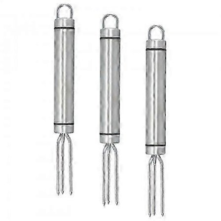 2025 Pakkaus, jossa 3 uuniperunahaarukkaa, 18,3 x 1,9 cm, ruostumattomasta teräksestä valmistettu perunahaarukka, maissihaarukka 3 piikillä, hopea, 