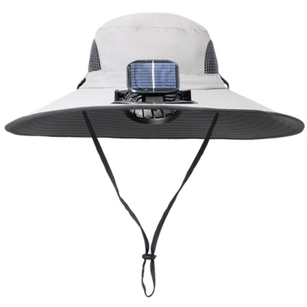 Udendørs solcelleventilatorhætter med stærk vindkraft solblokerende hat til rejser
