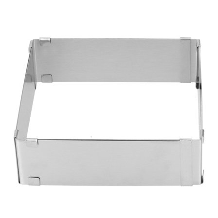 Rustfri stål firkantet mousse ring justerbar kageform 16 til 28 cm køkkenbageværktøj