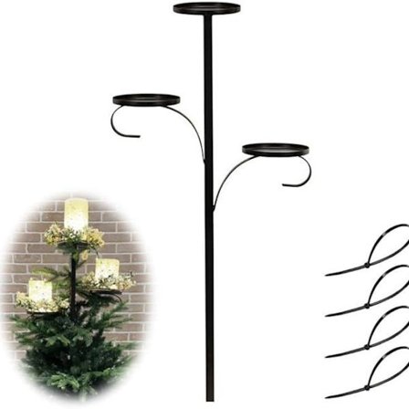 Musta Kolminkertainen Puunhuippu 2024 Uusi Joulukynttilänjalka Joulukuusen Huippukoriste