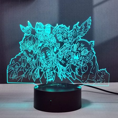 Demon Slayer Nezuko Tanjirou Zenitsu 3D Illusion LED Anime Lampe RGB 16 Farver Fjernbetjening Skrivebordsnatlampe til Soveværelse