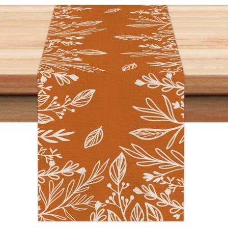 Höst Thanksgiving bordslöpare 13x72 tum, orange löv, säsongsbetonad jute bondgård inomhus höst bordslöpare för hem AT271-72