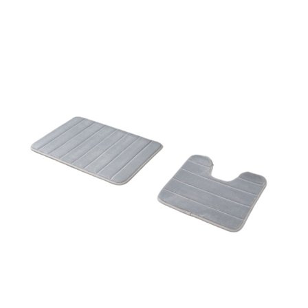 Badrumsmatta i korallfleece, tvådelad badrumsmatta med ränder, halkfri, vattenabsorberande, svalkande golvmatta