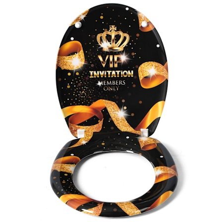Rootz Toiletsæde - Toiletlåg - Toiletdæksel - WC Top - Badeværelsessæde - Loo Shield - Throne Cap - Guld VIP - 18,9x15,4x2,6 tommer