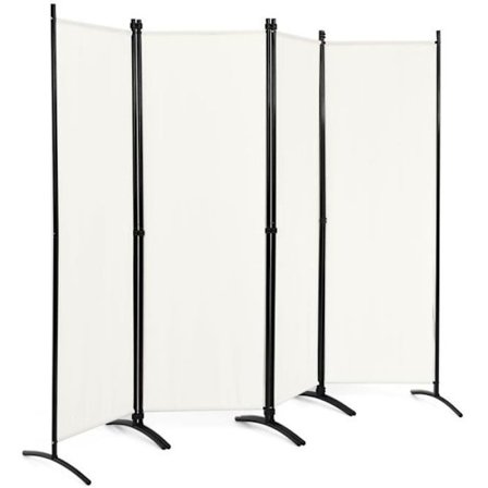 COSTWAY Fristående skärm 4 paneler Vikbar 220x173 CM, Room Divider Protect Privacy, Vit