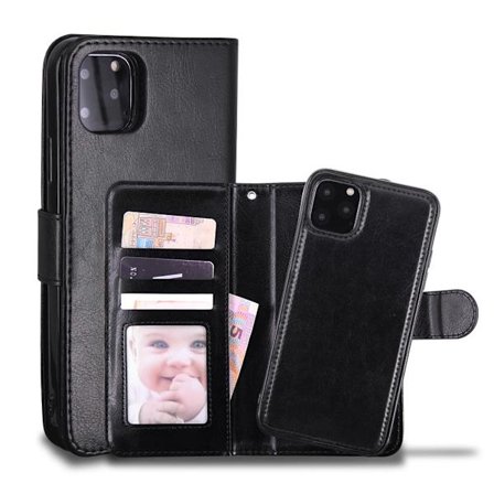 iPhone 14 Cover / Magnetisk 2-i-1 Wallet Cover - Vælg Farve! Sort