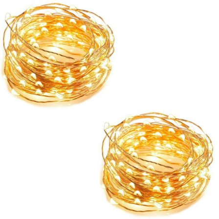 2st Ljusslinga Dew Drop med 80 Varmvita LED med TIMER