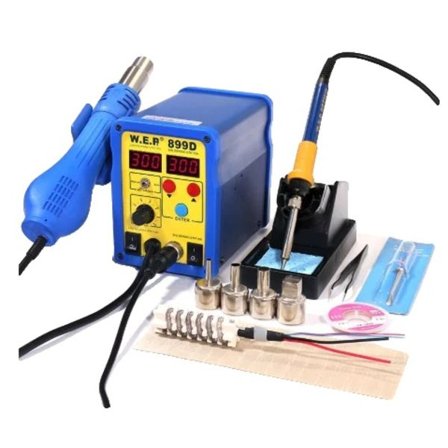 Lödstation, Temperaturintervall för varm luftpistol 100°C~480°C, Temperaturintervall för lödpenna 200°C~480°C, Läge Auto / Manuell,220V EU, SÄTT2