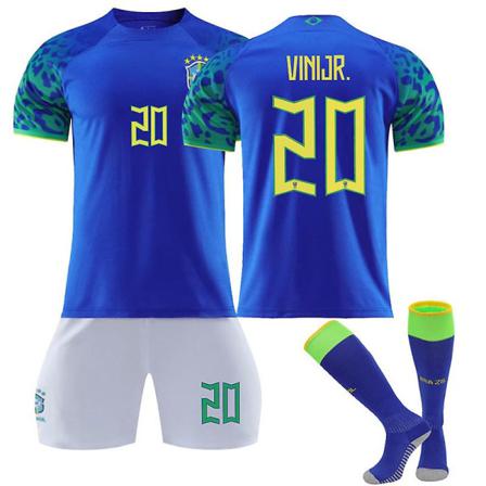 22-23 Brasilien borta set tröja #20 Vinicius Junior fotbollsuniform 24