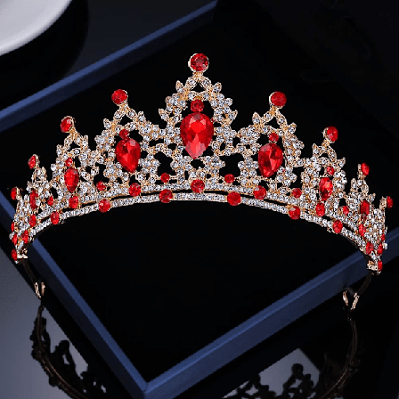 Dronningkrone og Tiara Prinsessekrone til Kvinder Krystal Pandebånd til Brude, Gotisk Halloween Kostumer Prom Halloween Tilbehør (guld rød)