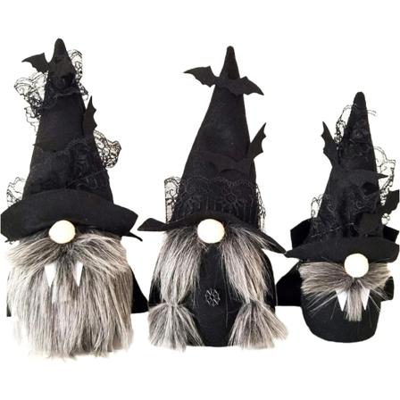 3 stk Halloween Gnome Dukke Plysj Ansiktsløs Dukke med Langt Skjegg Hal