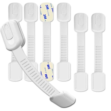 Barnesikkerhetslås for skuffer, skap, dører, skap og ovner med 3M-teip, enkel å installere