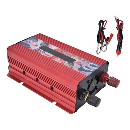 300W Smart Power Converter med Display Aluminiumlegering DC12V till AC220V Power Inverters Rouge