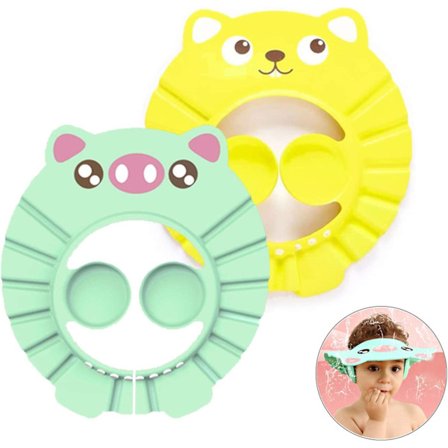 Baby dusjhette (grønn gul), baby dusjhette, justerbar visir