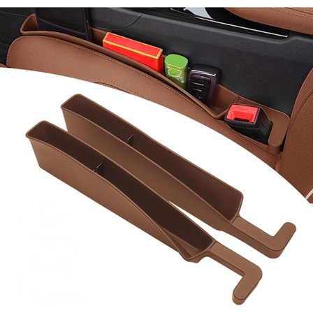 2-pak Auto Sæde Gap Filler, Side Opbevaringsboks til de fleste Biltilbehør (Brun)