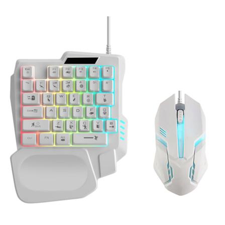 Sijiali 1 sæt Tastatur Mus Sæt 35 Taster Ergonomisk Rgb baggrundslys Blå Switch Usb Interface Indtastning Po White