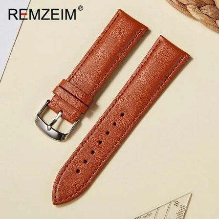 Ekte Lærreim til Klokke 16mm 18mm 20mm 22mm Klokke Dame Rosa Rød Hvit Håndleddsreim Håndleddsstøtte Lys Brun