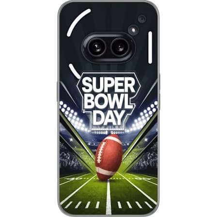 Yhteensopiva Puhelinkuori Nothing Phone (2a) Super Bowl Day juliste, jossa amerikkalainen jalkapallo valaistuksella varustetulla areenalla dramaattise