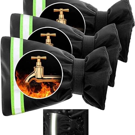 Pakke Vinter Vandhane Beskytter, Udendørs Vandhane Isolering Dæksel Vandhane Beskytter med Reflekterende Bånd til Vinter, Regn, Sne, Frost (Sort)