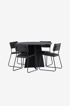 Venture Home - Ruokailuryhmä Bootcut ja ruokapöydän tuolit Kenth, 4 kpl - Musta - Ruokailuryhmä 4 hengelle - - Homeroom