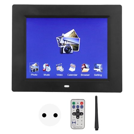 8-tommers digital fotoramme multifunksjon 800x600 HD elektronisk fotoramme med fjernkontroll 100-240V EU-plugg