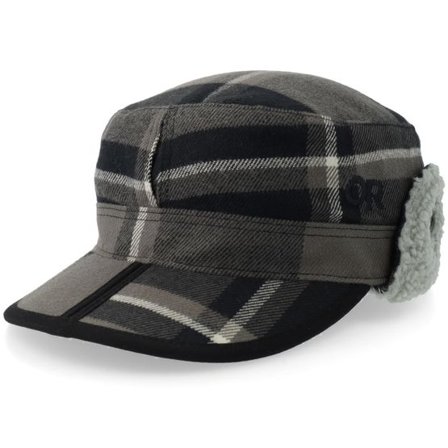 Outdoor Research - Grå army Keps - Yukon Cap Black/Pewter Plaid Army Earflap @ Hatstore