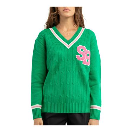 MC2 Saint Barth V-neck Strik Grøn, Dame Striktrøjer, Størrelse: L