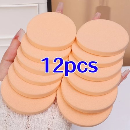 12 stk. Runde Bløde Latex Svampe Pudderkvast, Pudder til Ansigtsfoundation, Svamp til Foundation Makeup