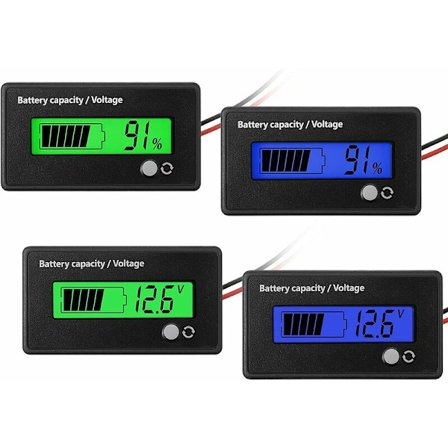 4 stk. DC 12V 24V 36V 48V 72V Batterimåler med Alarm, Batterikapacitet Volt