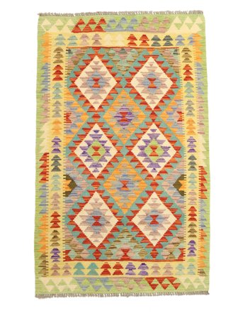 Hand Woven Kilim Afghan Old Style Rug 104X165 Green/Orange