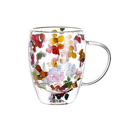 Dubbelväggig Glasmugg Torkad Blomma Fyllning Kvicksandsmugg Dricksvattenglas Muggar