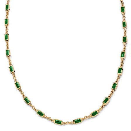 Prism | Green Gold-Tone Crystal Glass Gemstone Necklace for Men - Chain necklaces
