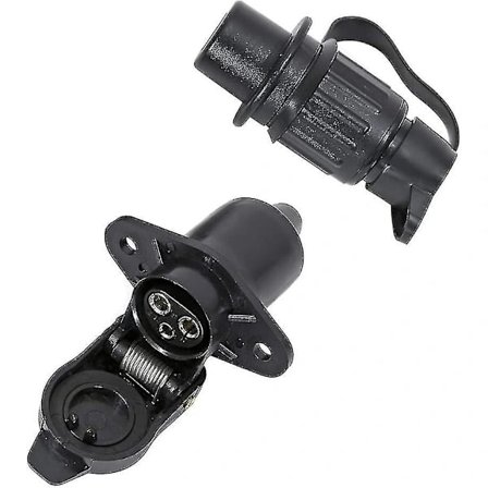Stiftkontakt og stikkontakt 3-polet, 12V traktor stiftkontakt, Din 9680 vanntett gave