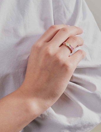 Design Letters Striped Candy Ring - Pink - ONE SIZE